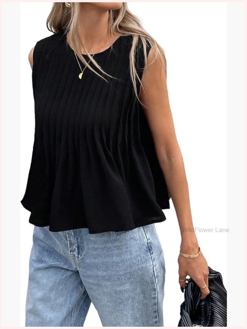 Peplum Babydoll Crop Tank Top Pleated Ruffle Flowy Summer Going Out